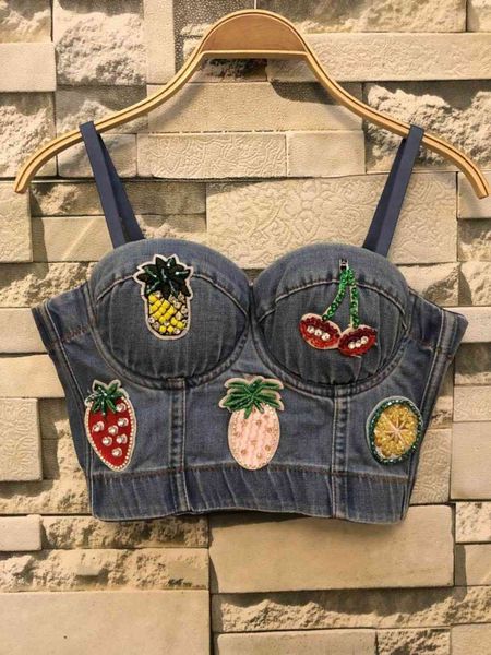 women's tanks & camis cowboy beads push up denim bustier crop women ripped cropped feminino strappy bralette bras g6, White
women's tanks & camis cowboy beads push up denim bustier crop women ripped cropped feminino strappy bralette bras g6, White