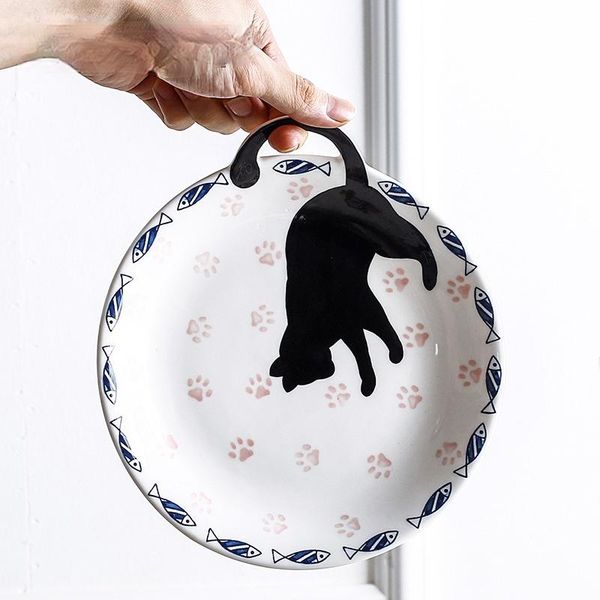 ceramic tableware round black cat tail print mono ear plate main course dim sum salad dessert tray flavor dish kitchen supplies dishes & pla
ceramic tableware round black cat tail print mono ear plate main course dim sum salad dessert tray flavor dish kitchen supplies dishes & pla