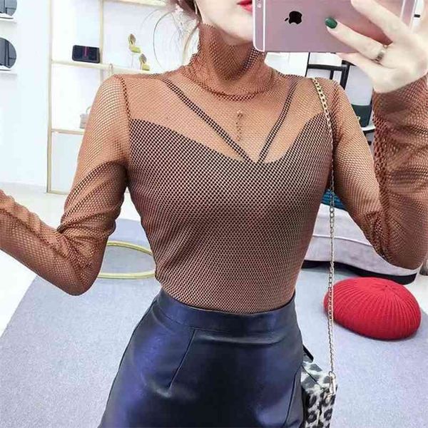 mesh transparent turtleneck pullover tshirt fake 2 pieces spring autumn women long sleeve bottoming shirt clothes t92703 210421, Black;gray
mesh transparent turtleneck pullover tshirt fake 2 pieces spring autumn women long sleeve bottoming shirt clothes t92703 210421, Black;gray