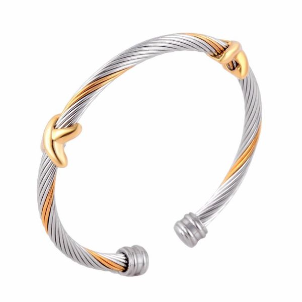 womens elastic adjustable two tone stainless steel jewelry golden x twisted cable cuff pearl bangle bracelet, Black
womens elastic adjustable two tone stainless steel jewelry golden x twisted cable cuff pearl bangle bracelet, Black