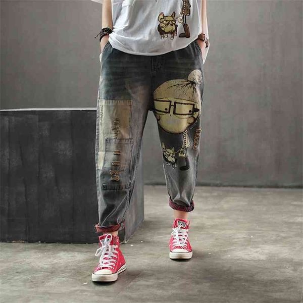 women spring autumn fashion brand vintage cartoon dog little girl print denim jeans female casual frayed harem pants trousers 210915, Blue
women spring autumn fashion brand vintage cartoon dog little girl print denim jeans female casual frayed harem pants trousers 210915, Blue