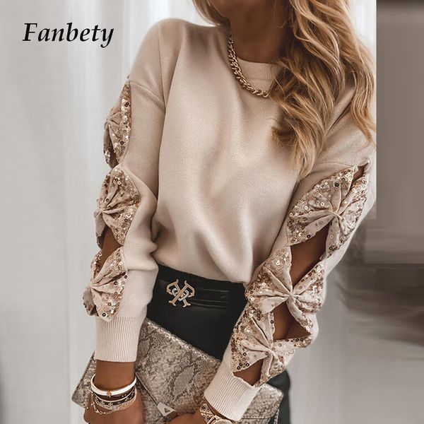 women elegant solid v neck sequined sweaters autumn long sleeve casual pullover lady off shoulder loose sweater jumper, White;black
women elegant solid v neck sequined sweaters autumn long sleeve casual pullover lady off shoulder loose sweater jumper, White;black