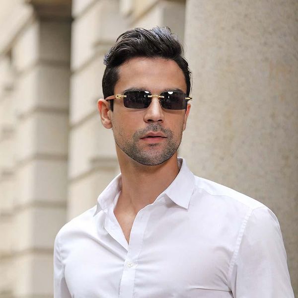 sunglasses fashion men and women ultra clear rimless ocean piece diamond trim, White;black
sunglasses fashion men and women ultra clear rimless ocean piece diamond trim, White;black