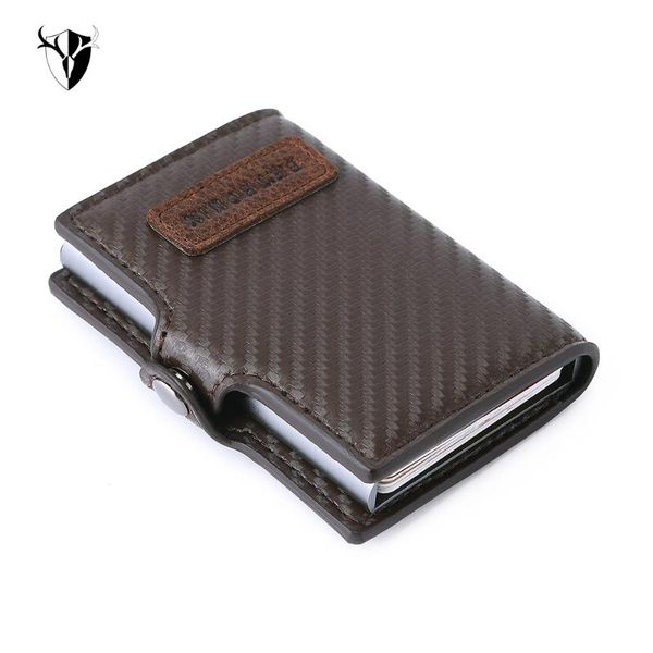 card holders men's and women wallets fashion automatic package purse anti-theft carbon fiber multi-function holder, Brown;gray
card holders men's and women wallets fashion automatic package purse anti-theft carbon fiber multi-function holder, Brown;gray