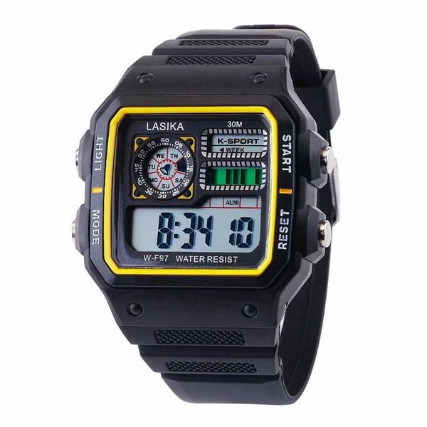 wristwatches multifunctional digital watch 30m waterproof square men fashion wild electronic outdoor sports relogio, Slivery;brown 
wristwatches multifunctional digital watch 30m waterproof square men fashion wild electronic outdoor sports relogio, Slivery;brown