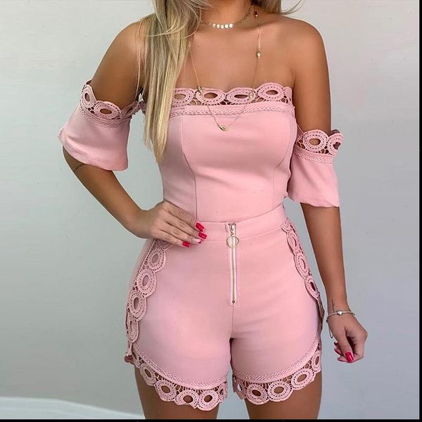 womens off shoulder women tracksuits hollow out lace shorts suits plus size short sleeve summer streetwear, Gray
womens off shoulder women tracksuits hollow out lace shorts suits plus size short sleeve summer streetwear, Gray