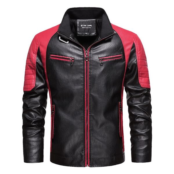 Fashion Leather Men's Short Color Matching Jacket Without Cashmere, 1981 brown without velvet
Fashion Leather Men's Short Color Matching Jacket Without Cashmere, 1981 brown without velvet