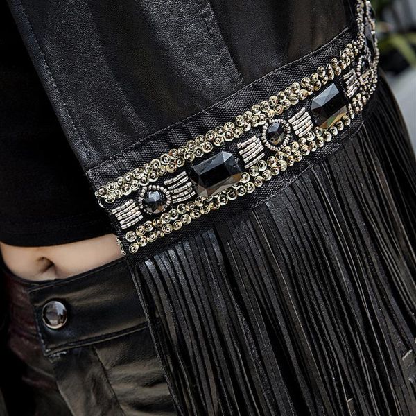 women long spring tassels sheep vest genuine leather sleeveless jacket v neck crystal diamonds waistcoat outerwear vests women's, Black;white
women long spring tassels sheep vest genuine leather sleeveless jacket v neck crystal diamonds waistcoat outerwear vests women's, Black;white