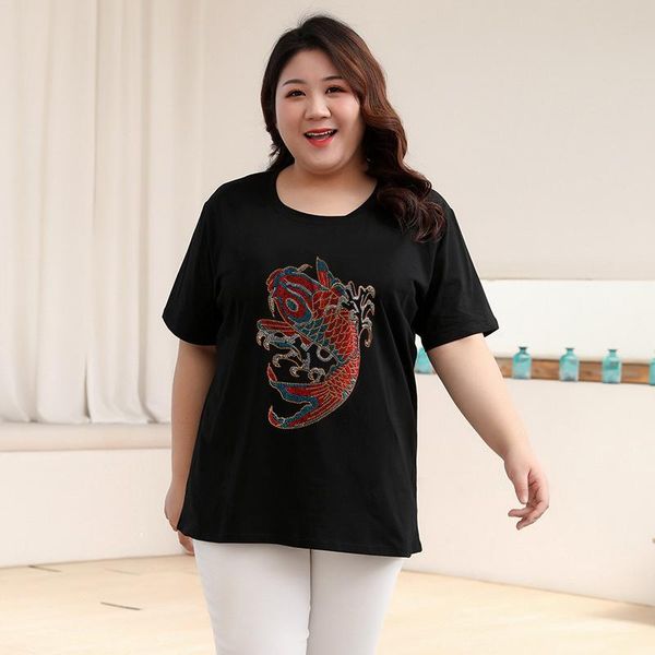 plus size t-shirt street leisure fashion koi diamonds short-sleeve women summer 2021 loose 250g wearable pullovers, Black
plus size t-shirt street leisure fashion koi diamonds short-sleeve women summer 2021 loose 250g wearable pullovers, Black