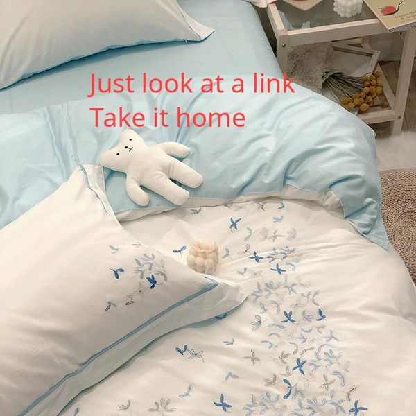 bedding sets ins simple blue small fresh four-piece cotton pure princess style sheet girl heart quilt cover
bedding sets ins simple blue small fresh four-piece cotton pure princess style sheet girl heart quilt cover
