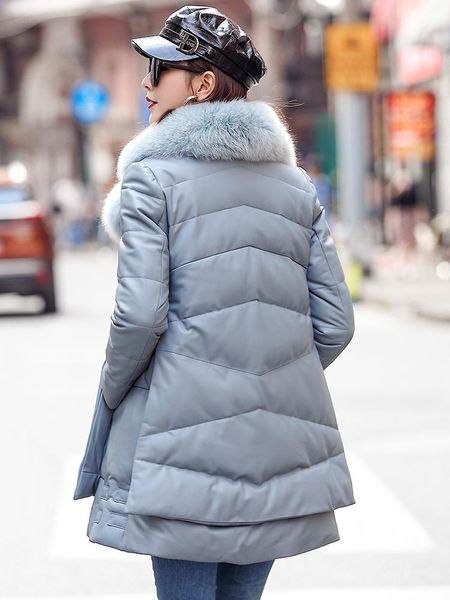 women's leather & faux women genuine winter jacket sheepskin coat fur collar long luxury down jackets mfcm126244a, Black
women's leather & faux women genuine winter jacket sheepskin coat fur collar long luxury down jackets mfcm126244a, Black