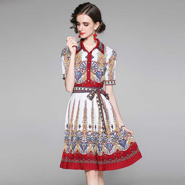 women summer designer elegant pleated dress fashion short sleeve casual party robe female vintage printed shirt dress vestidos 210525, Black;gray
women summer designer elegant pleated dress fashion short sleeve casual party robe female vintage printed shirt dress vestidos 210525, Black;gray