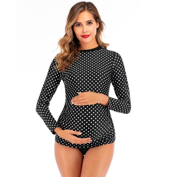 women's swimwear sunscreen long-sleeve maternity plus size tankinis women dot print bikinis swimsuit beachwear pregnant suit, White;black
women's swimwear sunscreen long-sleeve maternity plus size tankinis women dot print bikinis swimsuit beachwear pregnant suit, White;black