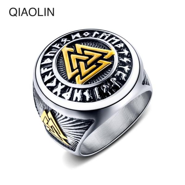 cluster rings punk stainless steel european and american retro style men's ring viking nordic triangle symbol valknut the, Golden;silver
cluster rings punk stainless steel european and american retro style men's ring viking nordic triangle symbol valknut the, Golden;silver
