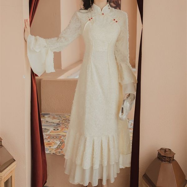 2021 new improved cheongsam dress fairy chinese style veatidos long sleeve chinese dress qipao lady elegant party dress 12058, Red
2021 new improved cheongsam dress fairy chinese style veatidos long sleeve chinese dress qipao lady elegant party dress 12058, Red