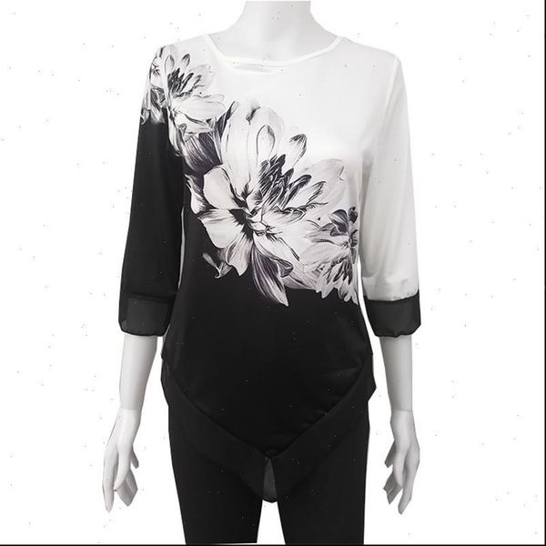 plus size pullovers floral print women spring autumn casual o neck tee irregular large 5xl, White
plus size pullovers floral print women spring autumn casual o neck tee irregular large 5xl, White