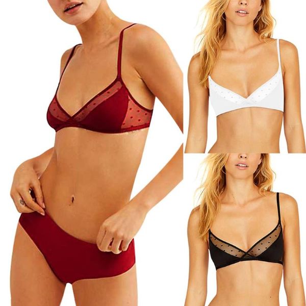 bras ultra-thin see-through mesh girl polka dot lace no underwire bra adjustable triangle underwear, Red;black 
bras ultra-thin see-through mesh girl polka dot lace no underwire bra adjustable triangle underwear, Red;black