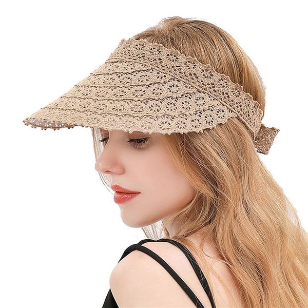 wide brim hats summer women empty sun cap lace beach sunscreen hat knit portable uv protction caps, Blue;gray
wide brim hats summer women empty sun cap lace beach sunscreen hat knit portable uv protction caps, Blue;gray