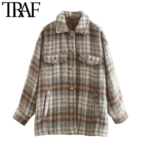traf women fashion with metal button oversized check jacket coat vintage long sleeve pockets female outerwear chic 210415, Black;brown
traf women fashion with metal button oversized check jacket coat vintage long sleeve pockets female outerwear chic 210415, Black;brown