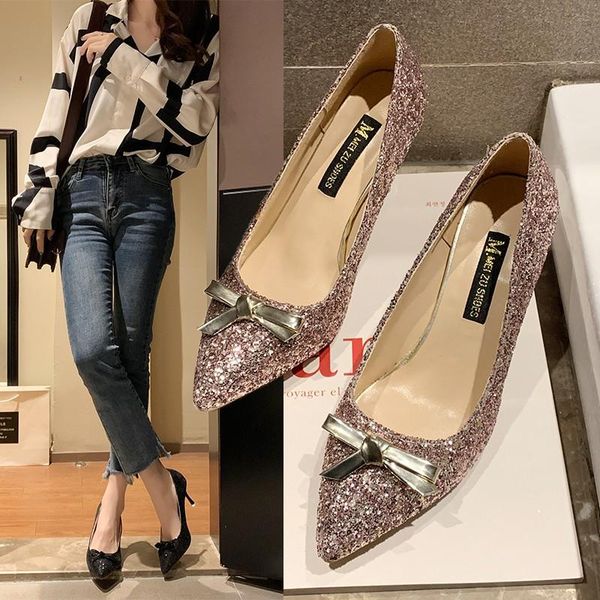 dress shoes 2021 women 8cm high heels lady gold silver thin pumps female wedding bowknot ladies bling bridal, Black
dress shoes 2021 women 8cm high heels lady gold silver thin pumps female wedding bowknot ladies bling bridal, Black
