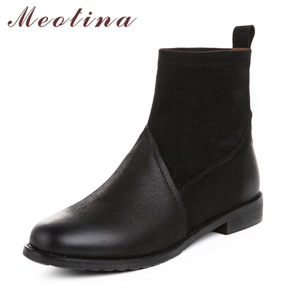 meotina genuine leather low heel short boots women ankle boots shoes thick heels slip-on ladies boots autumn black big size 43 210520
meotina genuine leather low heel short boots women ankle boots shoes thick heels slip-on ladies boots autumn black big size 43 210520