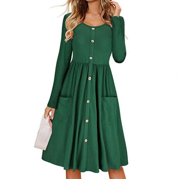casual dresses women dress o neck pleated hem midi long sleeve buttons closure pockets tunic slim, Black;gray
casual dresses women dress o neck pleated hem midi long sleeve buttons closure pockets tunic slim, Black;gray