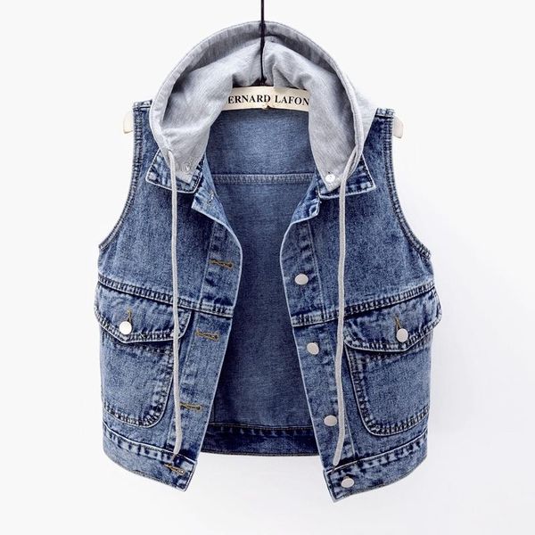 women's vests summer korean blue removable hooded denim vest women sleeveless jacket coat big pocket slim short jeans waistcoat female, Black;white
women's vests summer korean blue removable hooded denim vest women sleeveless jacket coat big pocket slim short jeans waistcoat female, Black;white