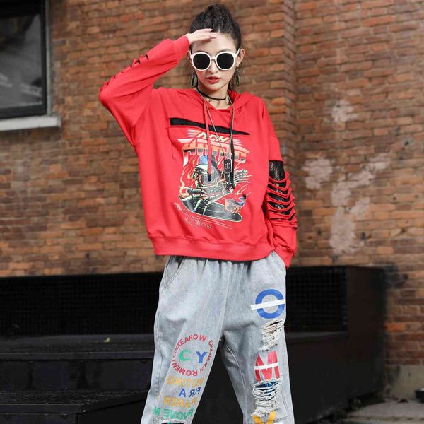 hoodies loose plus size women autumn korean street print ripped mesh women's pullover long sleeve sweater, Black
hoodies loose plus size women autumn korean street print ripped mesh women's pullover long sleeve sweater, Black