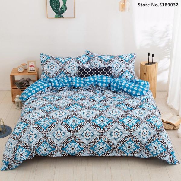 bedding sets luxury modern geometric stripe print bed linen 2/3 piece microfiber cover green plants leaves