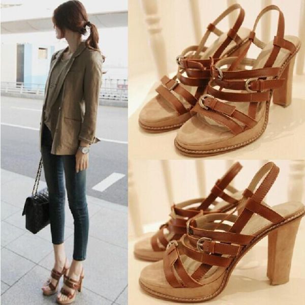 sandals 2021 summer high heels thick heel women's shoes korean retro brown open toe roman genuine leather sandalias femininas, Black
sandals 2021 summer high heels thick heel women's shoes korean retro brown open toe roman genuine leather sandalias femininas, Black