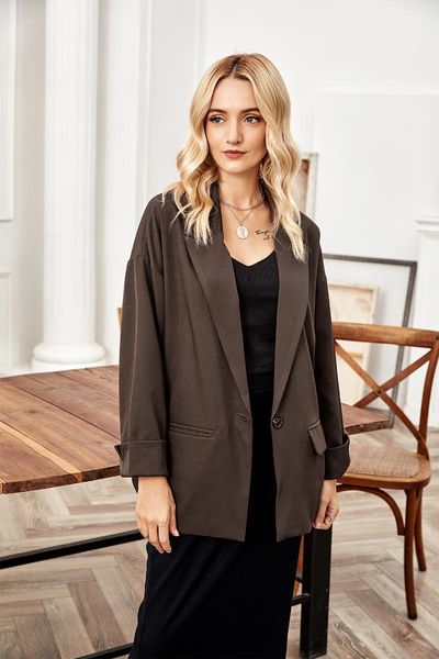 women's jackets fashion autumn suit, long-sleeved, double-pocket, jacket with a buckle, coat,women's jacket,traf, Black;brown
women's jackets fashion autumn suit, long-sleeved, double-pocket, jacket with a buckle, coat,women's jacket,traf, Black;brown