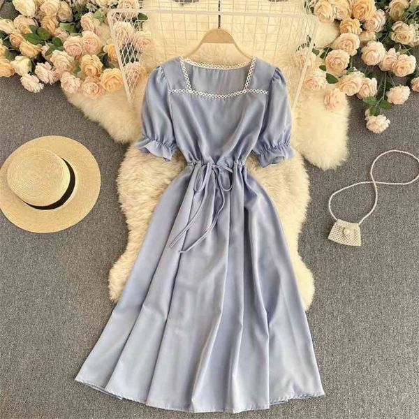 women's fashion summer wear cut-out square neck short sleeve tie waist sweet a-line dress casual vestidos s253 210527, Black;gray
women's fashion summer wear cut-out square neck short sleeve tie waist sweet a-line dress casual vestidos s253 210527, Black;gray