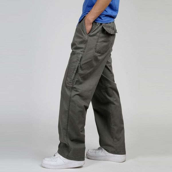 men cotton cargo loose pants spring elastic waist drawstring thin plus size 5xl 6xl overalls workwear trousers with pocket men's, Black
men cotton cargo loose pants spring elastic waist drawstring thin plus size 5xl 6xl overalls workwear trousers with pocket men's, Black