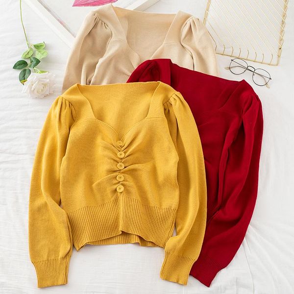 women autumn v-neck puff lantern sleeve basic striped knitted button shirt vintage short elastic slim waist outwear blouse women's blo, White
women autumn v-neck puff lantern sleeve basic striped knitted button shirt vintage short elastic slim waist outwear blouse women's blo, White