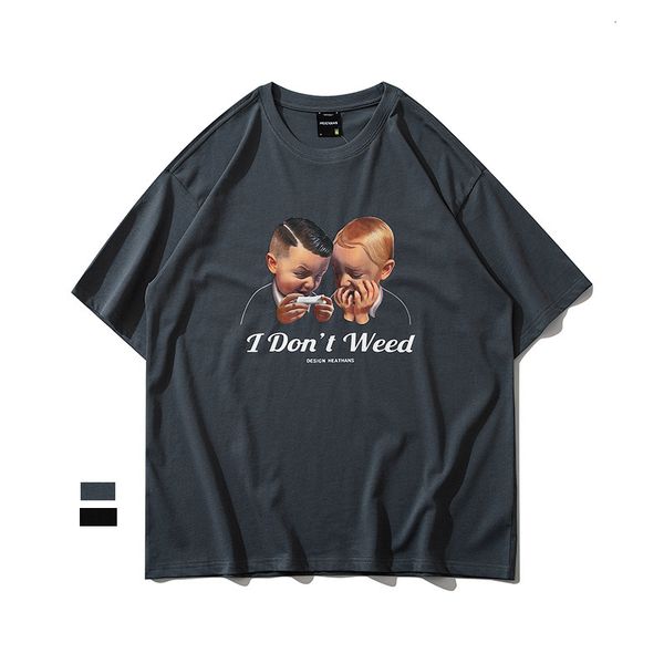high street oversized half t-shirt couple large short sleeve children's head portrait male youth round neck top, White;black
high street oversized half t-shirt couple large short sleeve children's head portrait male youth round neck top, White;black
