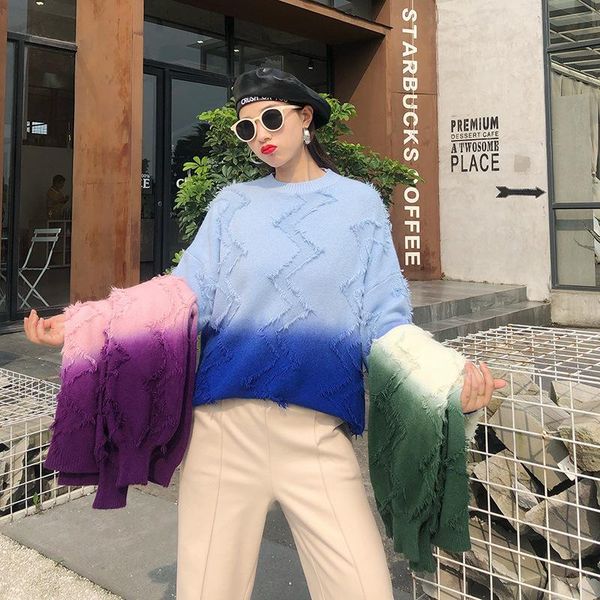 women's sweaters jacket pullover sweater gradient loose long sleeve knitted women knit casual convention o-neck full, White;black
women's sweaters jacket pullover sweater gradient loose long sleeve knitted women knit casual convention o-neck full, White;black