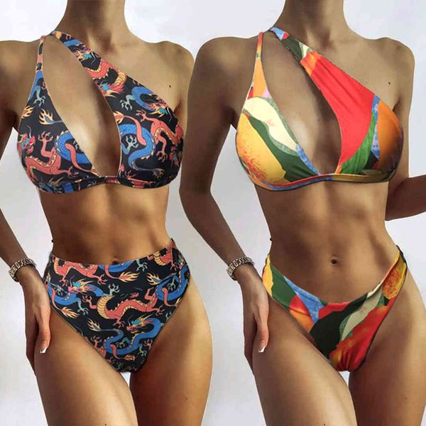 Women' Bikini Swimwear Split Dragon Print Triangle Gathered Sexy Shoulder, Black
Women' Bikini Swimwear Split Dragon Print Triangle Gathered Sexy Shoulder, Black
