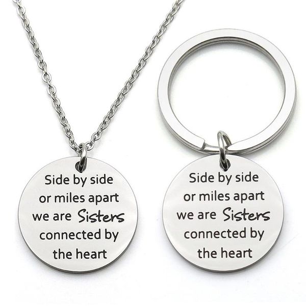 keychains sister gifts side by or miles apart we are sisters heart friends gift stainless steel charm pendant necklace, Silver
keychains sister gifts side by or miles apart we are sisters heart friends gift stainless steel charm pendant necklace, Silver