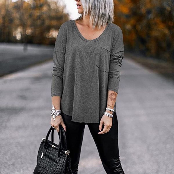 women's blouses & shirts women long sleeve tunic round neck vintage female casual with pocket loose y2k blusas mujer, White
women's blouses & shirts women long sleeve tunic round neck vintage female casual with pocket loose y2k blusas mujer, White