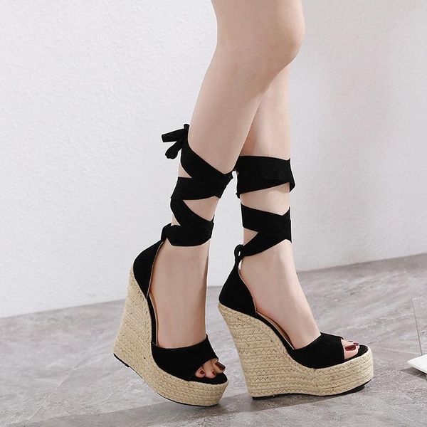 dress shoes spring summer style character strap wedge rope platform roman sandals high heels, Black
dress shoes spring summer style character strap wedge rope platform roman sandals high heels, Black