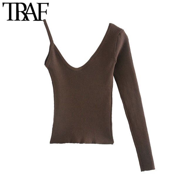 traf women fashion stretchy slim asymmetric knitted sweater vintage v neck long sleeve female pullovers chic 210415, White;black
traf women fashion stretchy slim asymmetric knitted sweater vintage v neck long sleeve female pullovers chic 210415, White;black