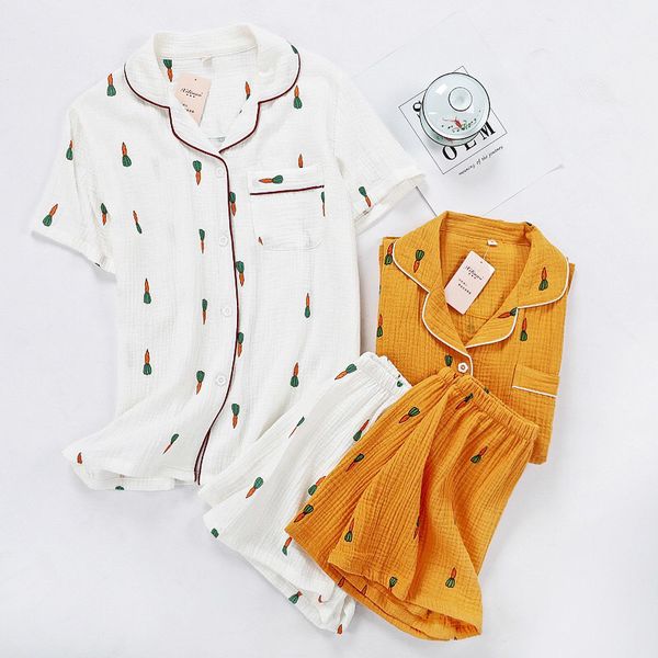women pajamas summer comfort gauze cotton turn-down collar sleepwear set ladies thin loose cartoon carrot printed homewear, Black;red
women pajamas summer comfort gauze cotton turn-down collar sleepwear set ladies thin loose cartoon carrot printed homewear, Black;red
