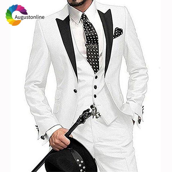 men's suits & blazers vintage white man blazer masculino slim fit mens wedding peaked lapel groom tuxedo men suit 3piece jacket pa, White;black
men's suits & blazers vintage white man blazer masculino slim fit mens wedding peaked lapel groom tuxedo men suit 3piece jacket pa, White;black