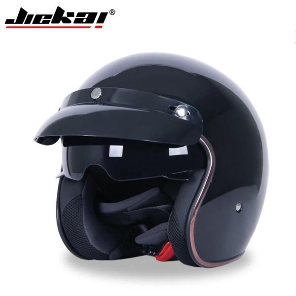 

motorcycle helmets jiekai vintage helmet 3/4 open face casco moto jet scooter bike retro dot approved casque motociclismo