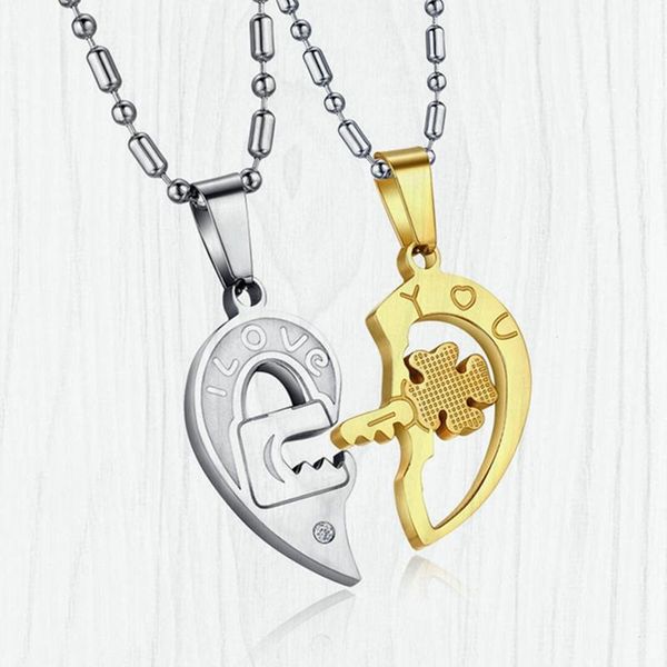 pendant necklaces couple necklace broken heart 2 pcs key locket i love you double color lovers jewelry gift, Silver
pendant necklaces couple necklace broken heart 2 pcs key locket i love you double color lovers jewelry gift, Silver