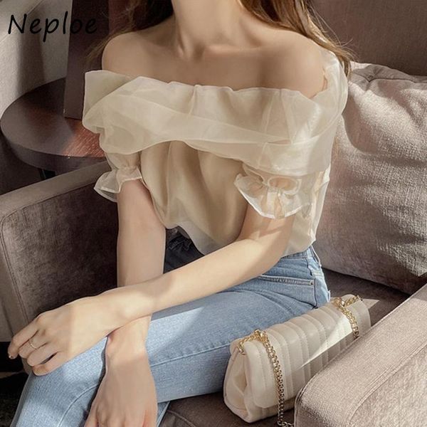 women's blouses & shirts slash neck korean fashion gentle female puff short sleeve summer women off shoulder solid blusas, White
women's blouses & shirts slash neck korean fashion gentle female puff short sleeve summer women off shoulder solid blusas, White