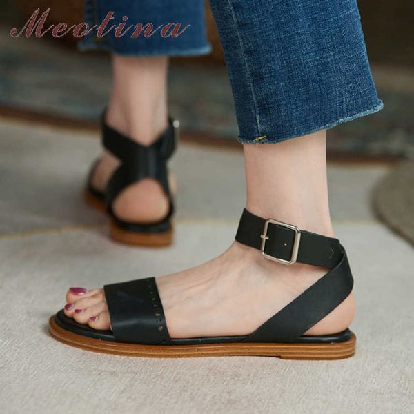 meotina women shoes natural genuine leather sandals ankle strap flat sandals round toe cow leather ladies footwear summer black 210608
meotina women shoes natural genuine leather sandals ankle strap flat sandals round toe cow leather ladies footwear summer black 210608