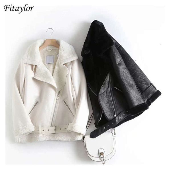 winter women faux fitaylor lam leather jas streetwear new herf female fat sheepskin loose jacket with belt looper, Black
winter women faux fitaylor lam leather jas streetwear new herf female fat sheepskin loose jacket with belt looper, Black