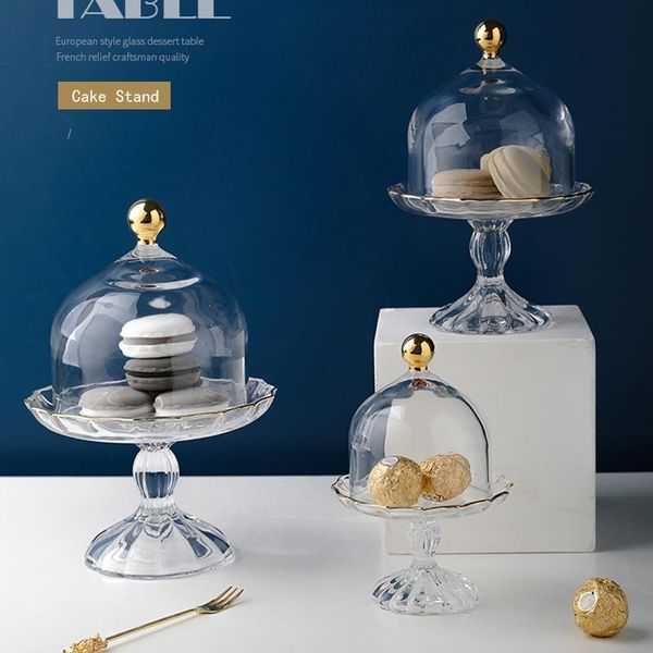 dishes & plates dustproof glass dessert cover household light luxury golden edge cake stand transparent creative tall tray 
dishes & plates dustproof glass dessert cover household light luxury golden edge cake stand transparent creative tall tray