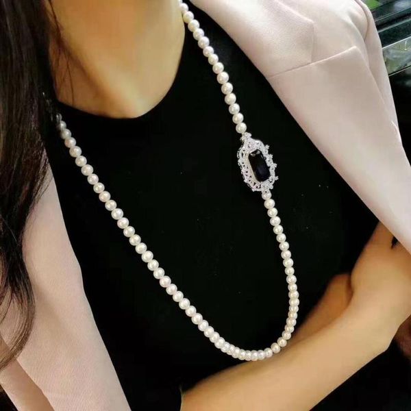 chains zi you jewelry micro inlaid red zircon accessories 7-8mm freshwater pearl necklace length 85-90cm, Silver
chains zi you jewelry micro inlaid red zircon accessories 7-8mm freshwater pearl necklace length 85-90cm, Silver